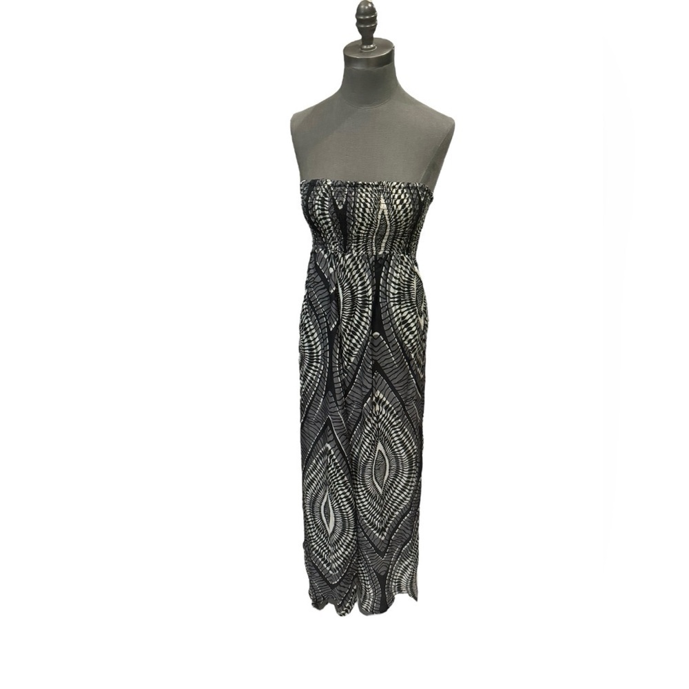 Zingara Black Silk Strapless Maxi Dress Size Small